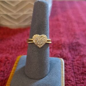 Enchante Gold Heart Ring with Crystals